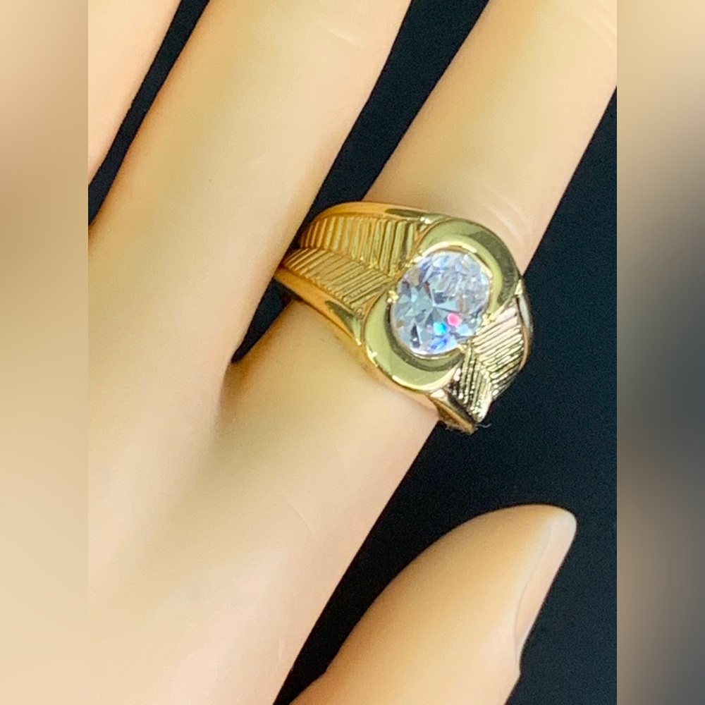 Vintage ESPO 14K GE Gold Plated CZ Ring  size 9